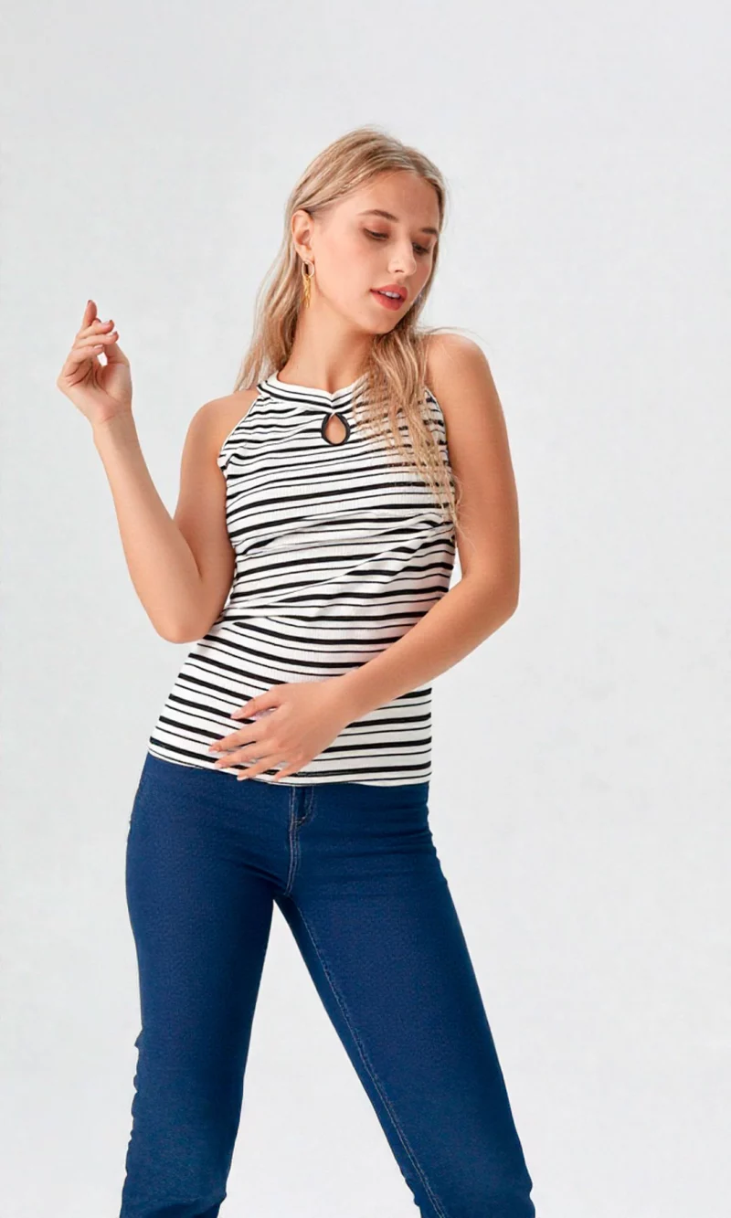Camiseta mujer manga sisa rayas - Imagen 2