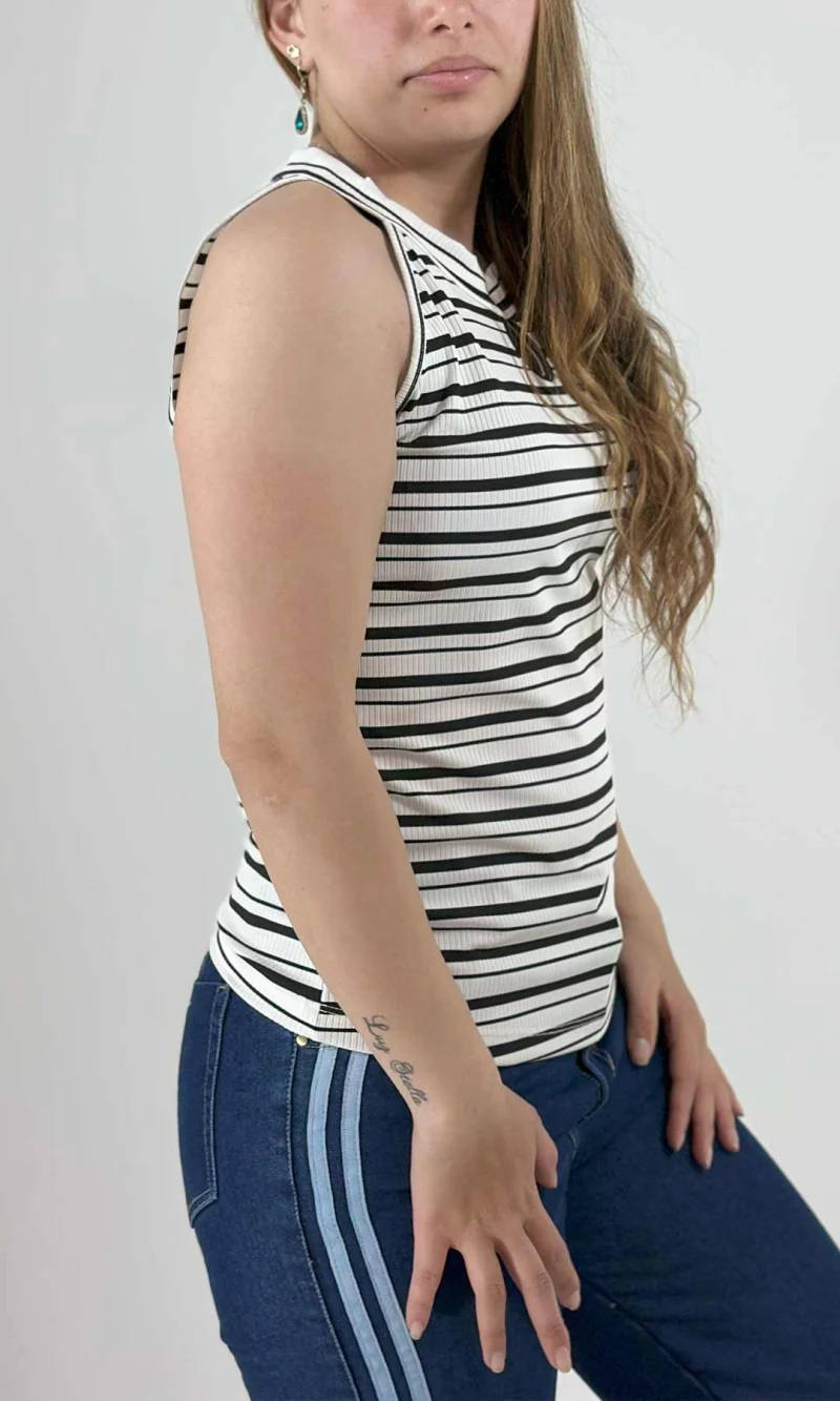 Camiseta mujer manga sisa rayas - Imagen 3