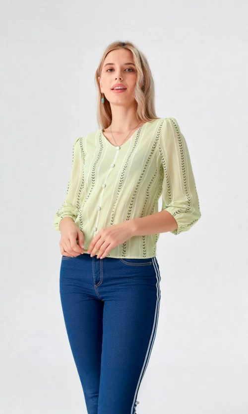Blusa mujer manga 3/4 rayas