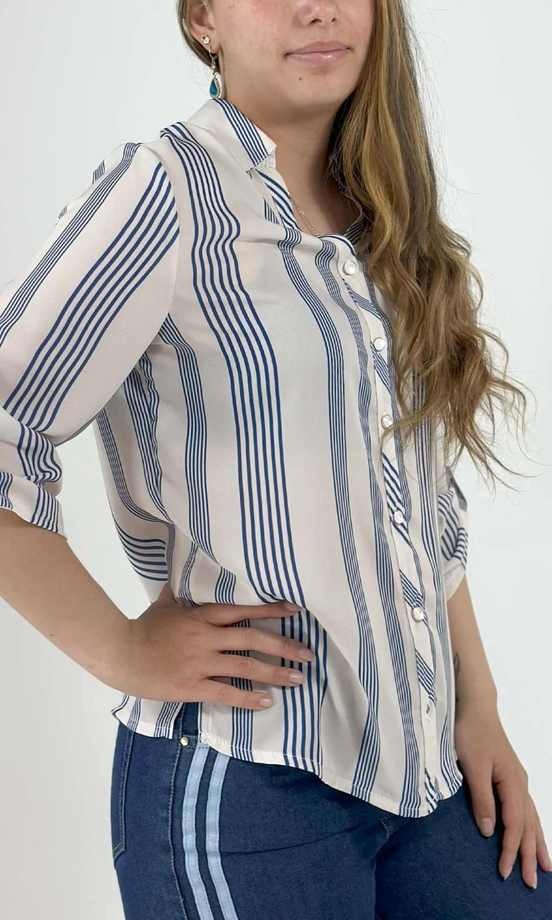 Blusa mujer manga 3/4 rayas - Imagen 2
