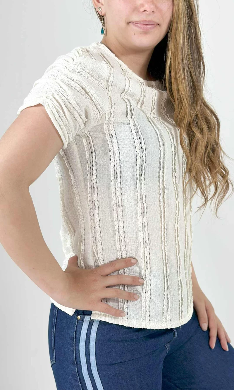 Blusa mujer manga corta unicolor - Imagen 2