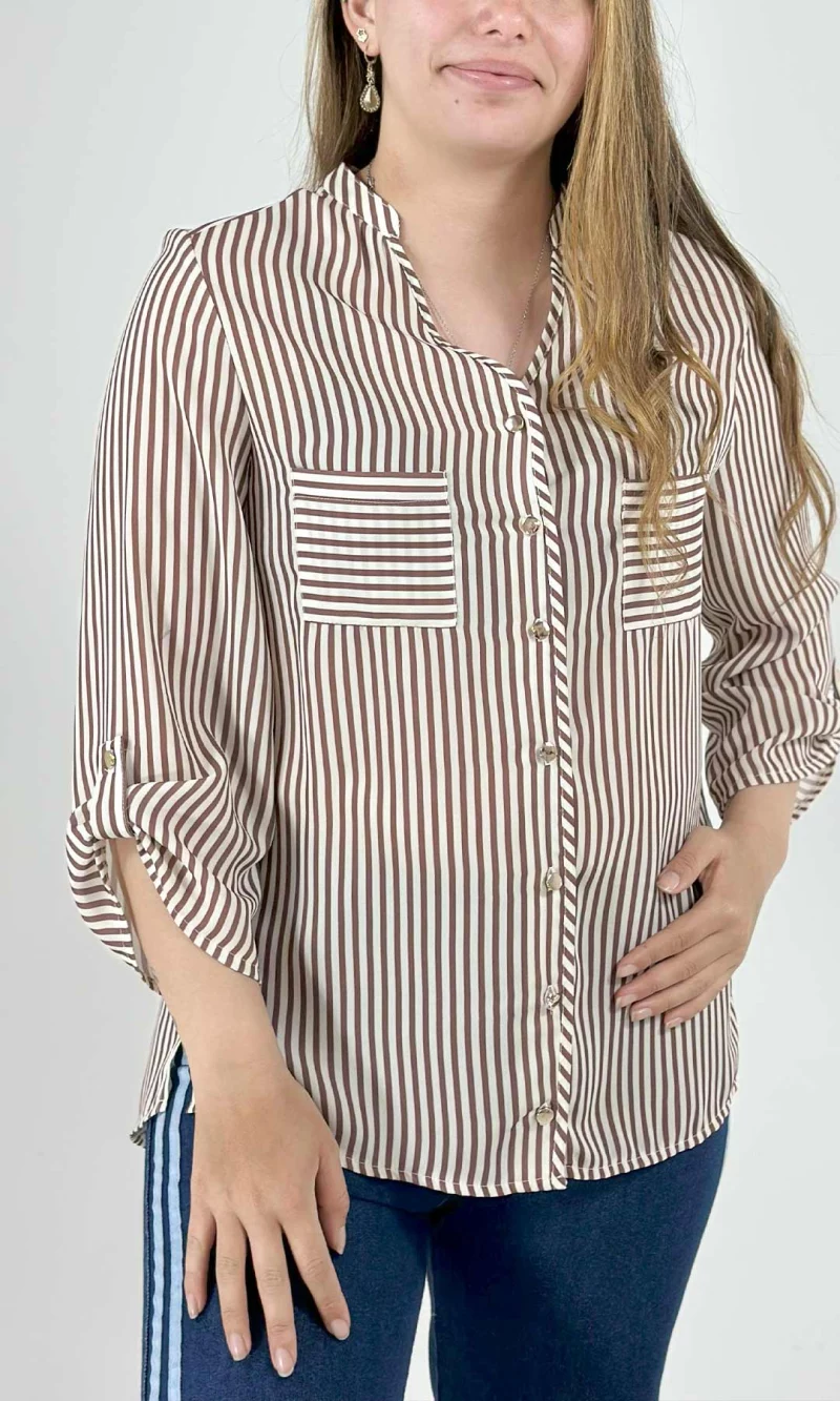 Blusa mujer manga 3/4 rayas - Imagen 5