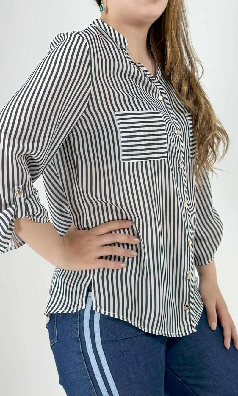 Blusa mujer manga 3/4 rayas - Imagen 2