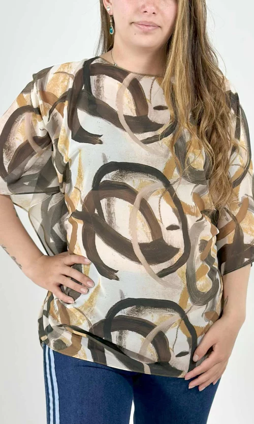 Blusa mujer manga corta estampada