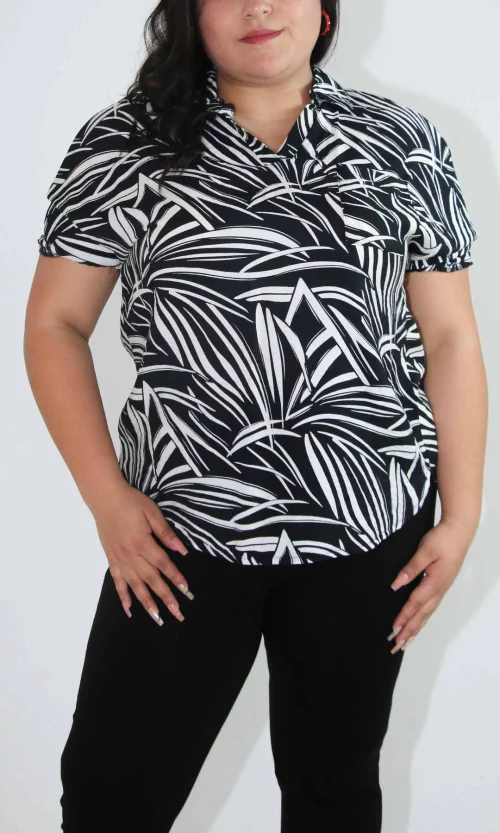 Blusa mujer manga corta estampada