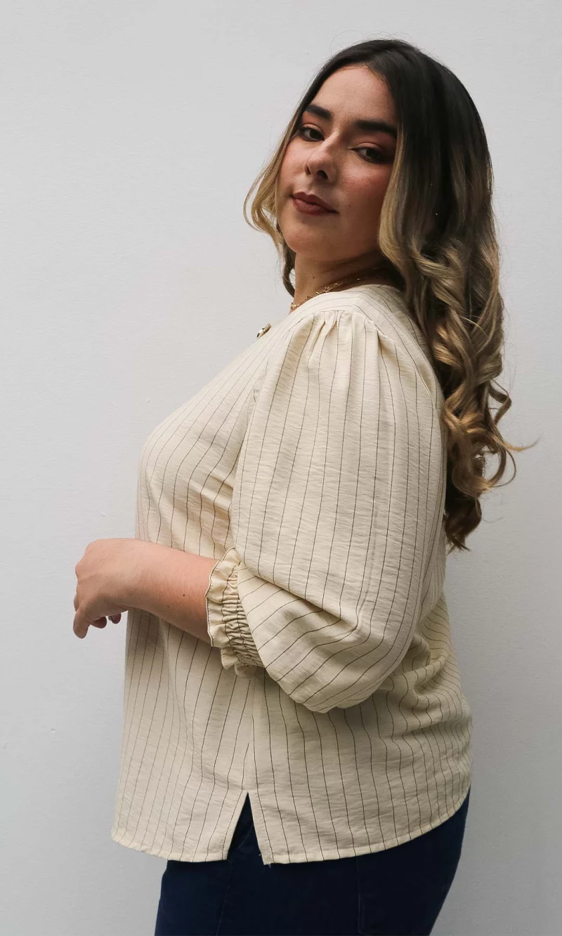 Blusa mujer manga 3/4 rayas - Imagen 3