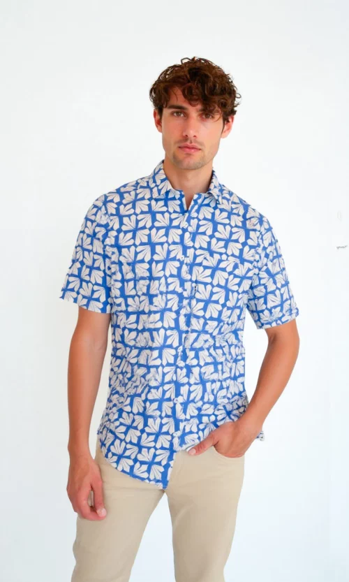 Camisa hombre manga corta estampada