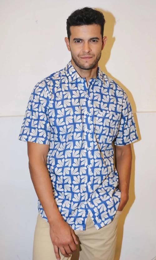 Camisa hombre manga corta estampada