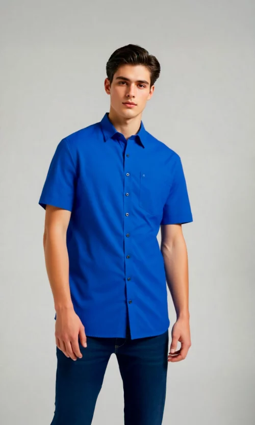 Camisa hombre manga corta unicolor