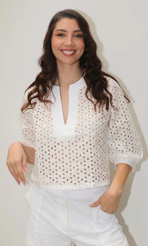 Blusa mujer manga 3/4 unicolor