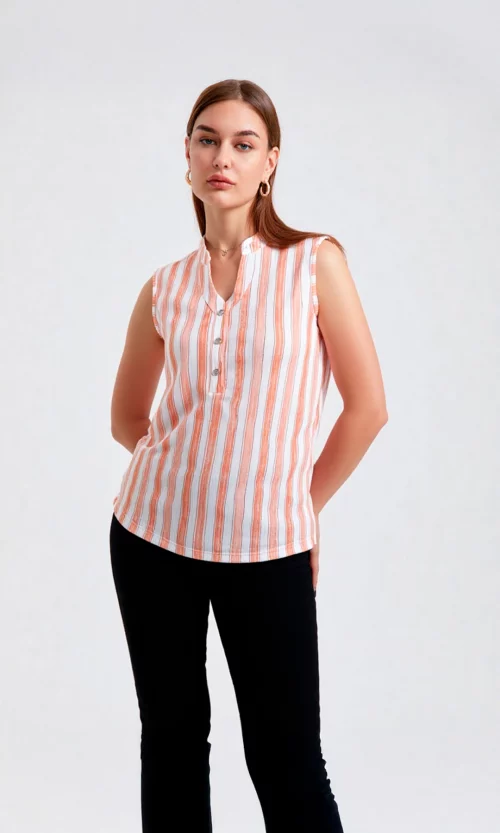Camiseta mujer manga sisa rayas