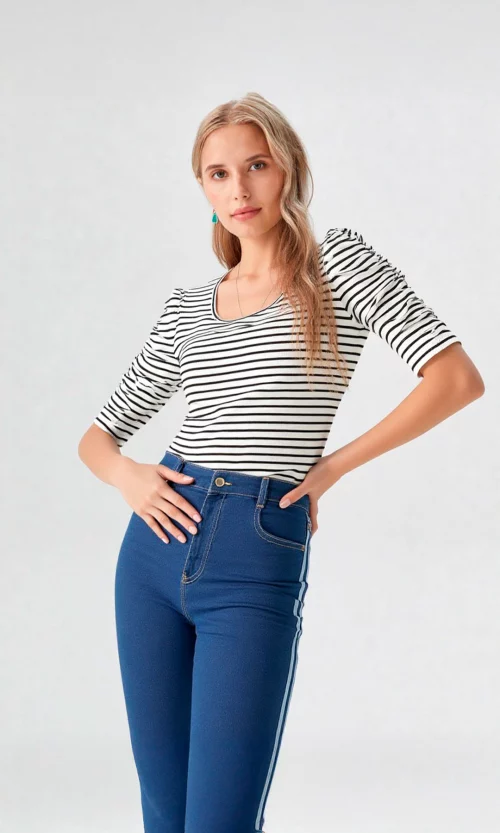 Camiseta mujer manga 3/4 rayas