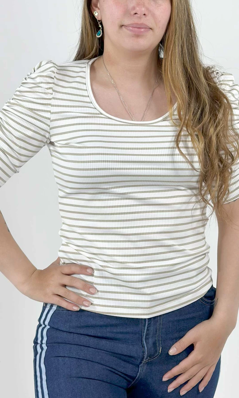 Camiseta mujer manga 3/4 rayas - Imagen 5