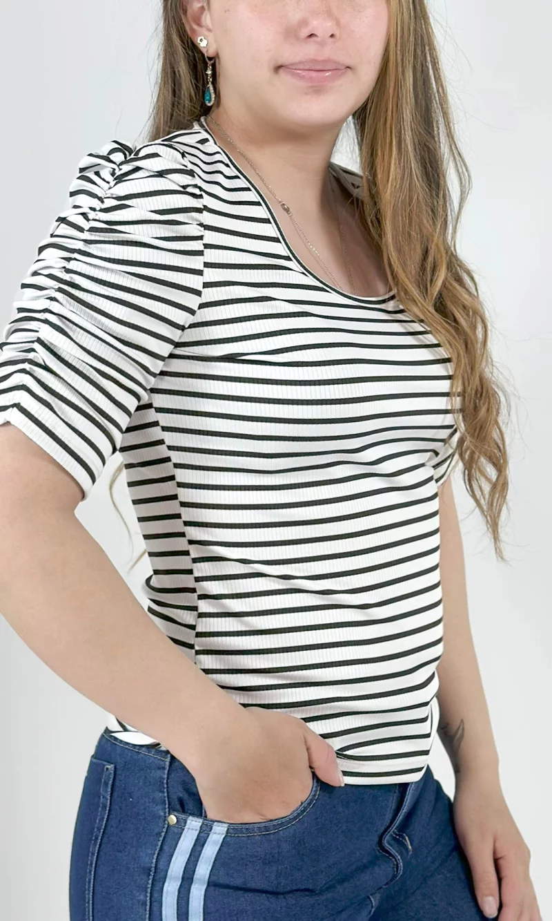 Camiseta mujer manga 3/4 rayas - Imagen 9
