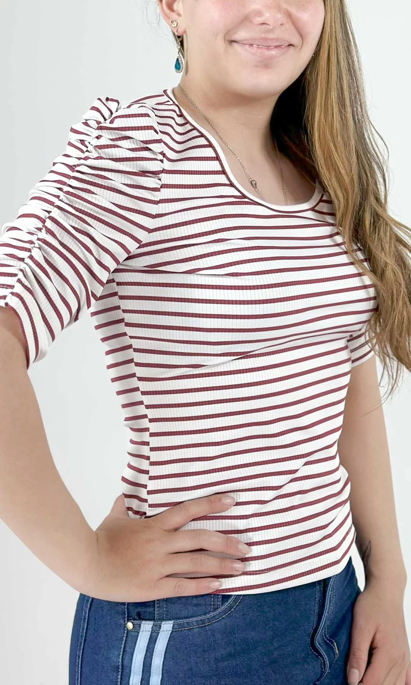 Camiseta mujer manga 3/4 rayas - Imagen 2