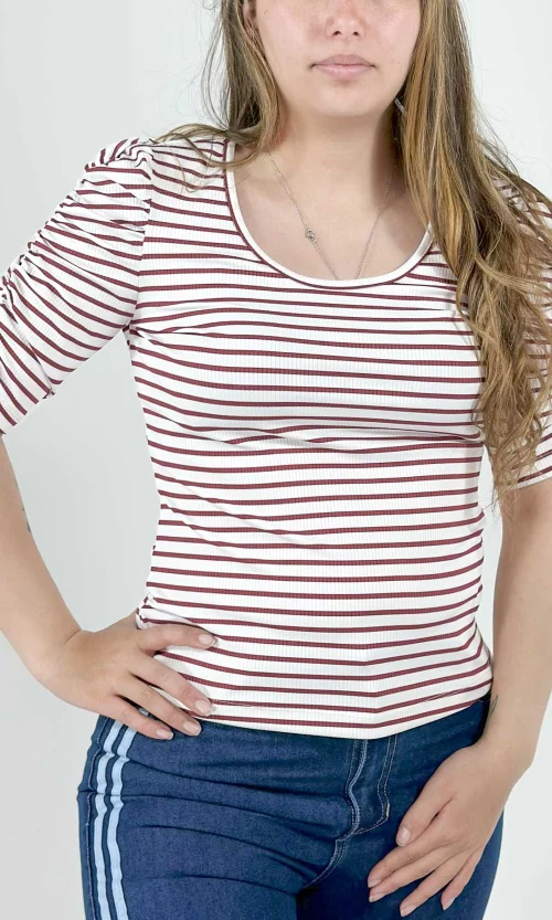 Camiseta mujer manga 3/4 rayas