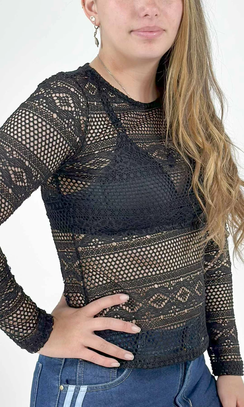 Camiseta mujer manga larga unicolor - Imagen 2