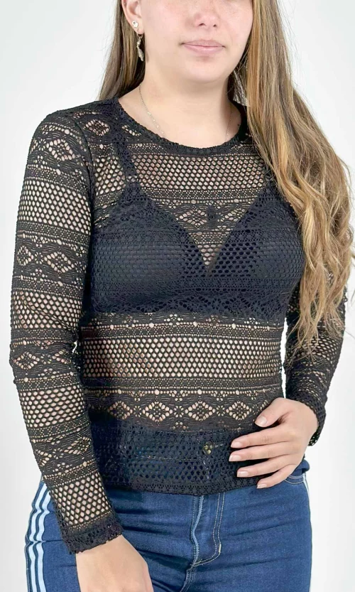 Camiseta mujer manga larga unicolor
