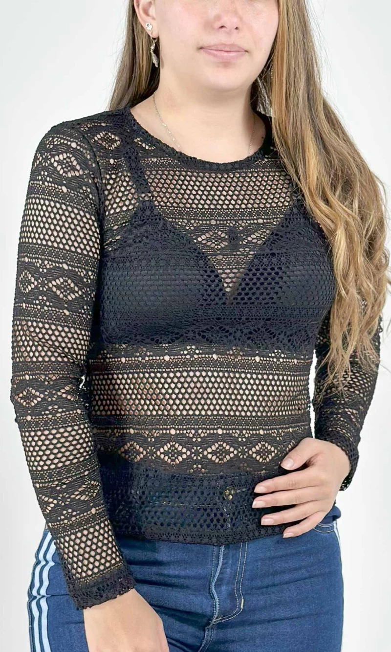 Camiseta mujer manga larga unicolor