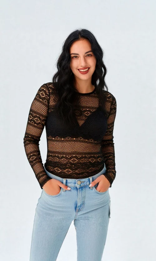 Camiseta mujer manga larga unicolor