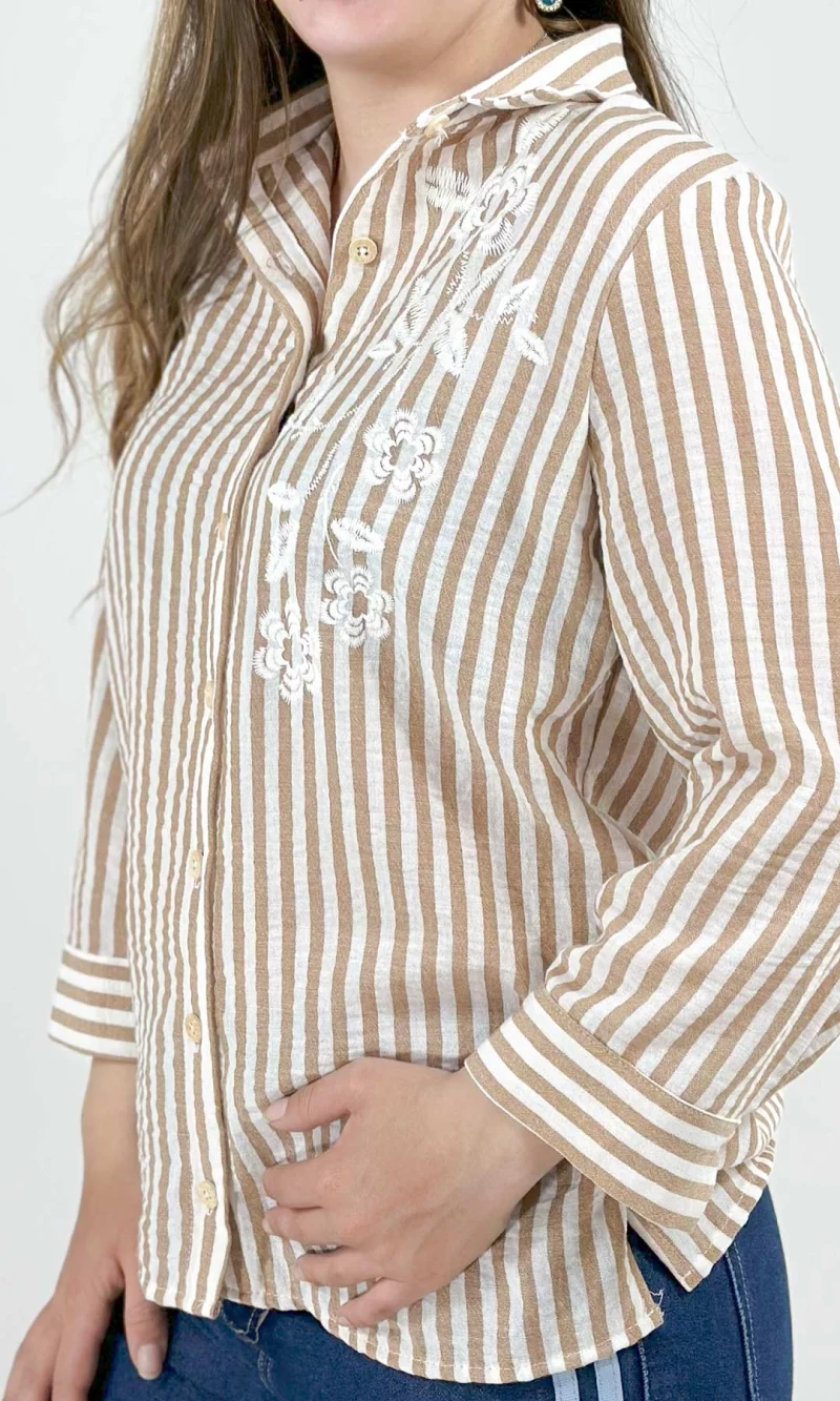 Blusa mujer manga 3/4 rayas - Imagen 2