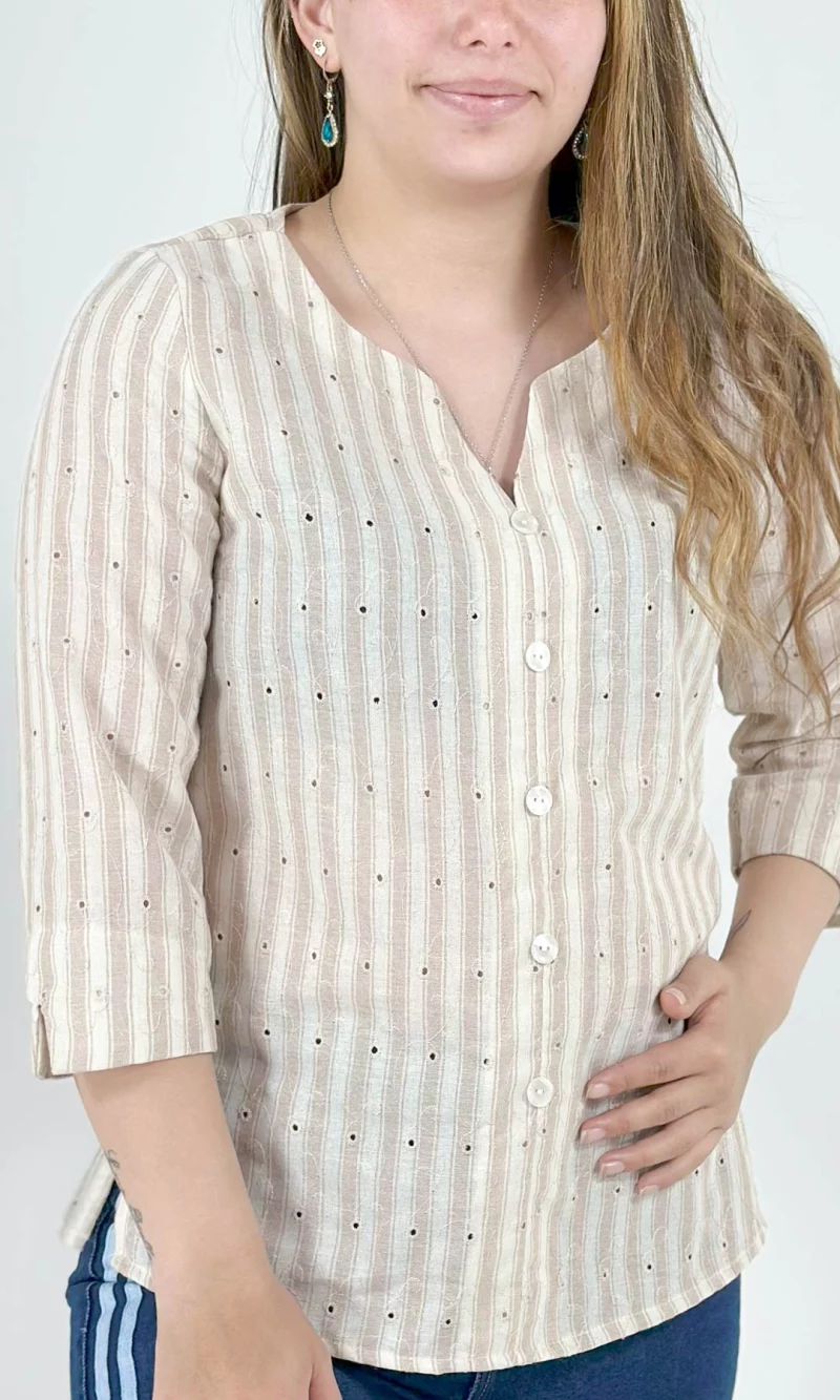 Blusa mujer manga 3/4 rayas - Imagen 5