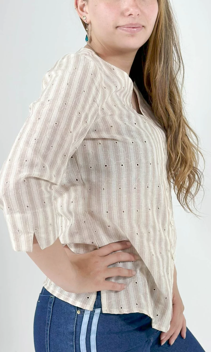 Blusa mujer manga 3/4 rayas - Imagen 6