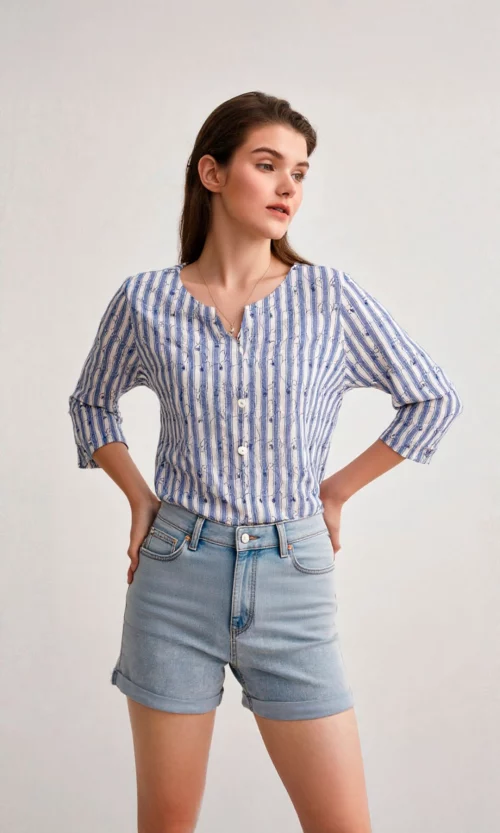 Blusa mujer manga 3/4 rayas