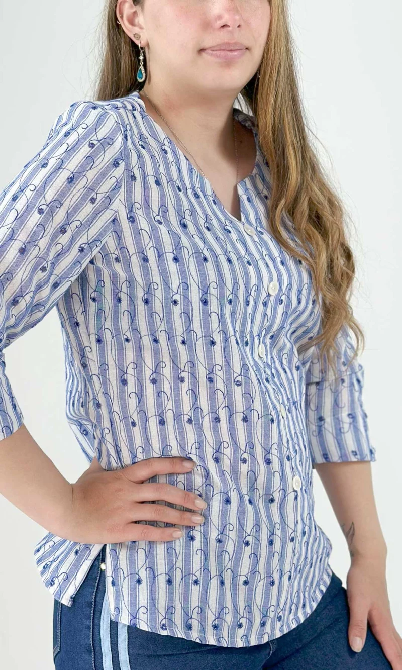 Blusa mujer manga 3/4 rayas - Imagen 2