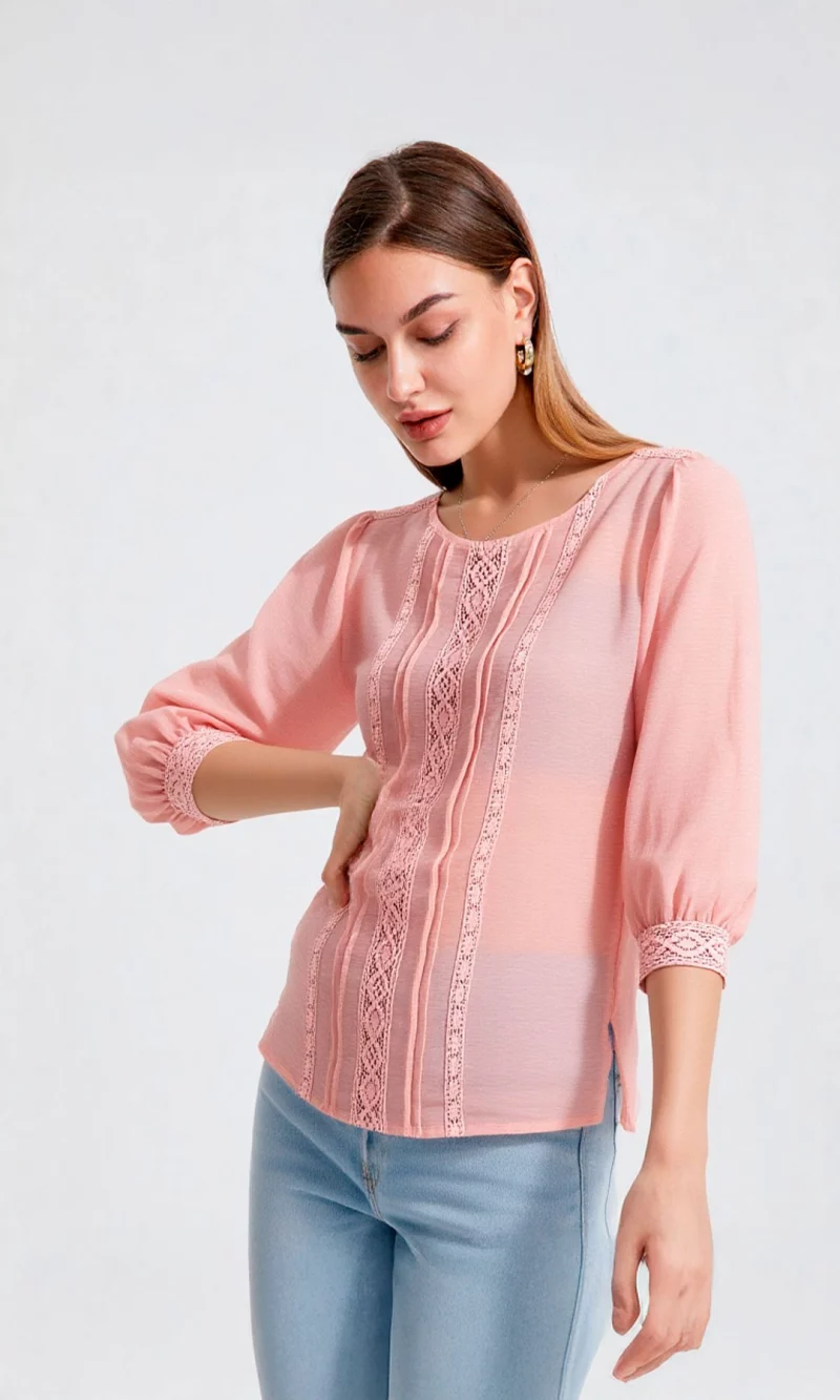 Blusa mujer manga 3/4 unicolor - Imagen 7