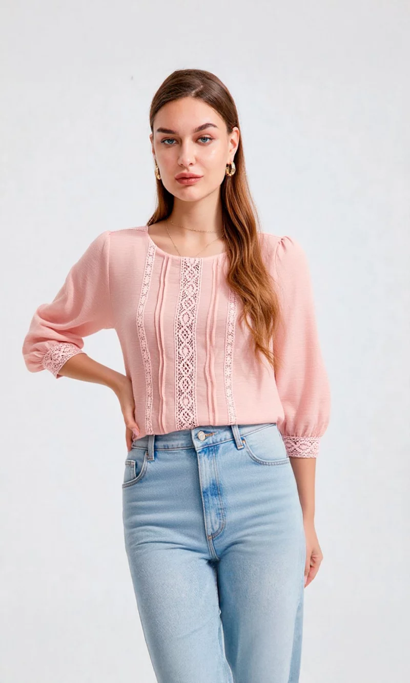 Blusa mujer manga 3/4 unicolor - Imagen 6