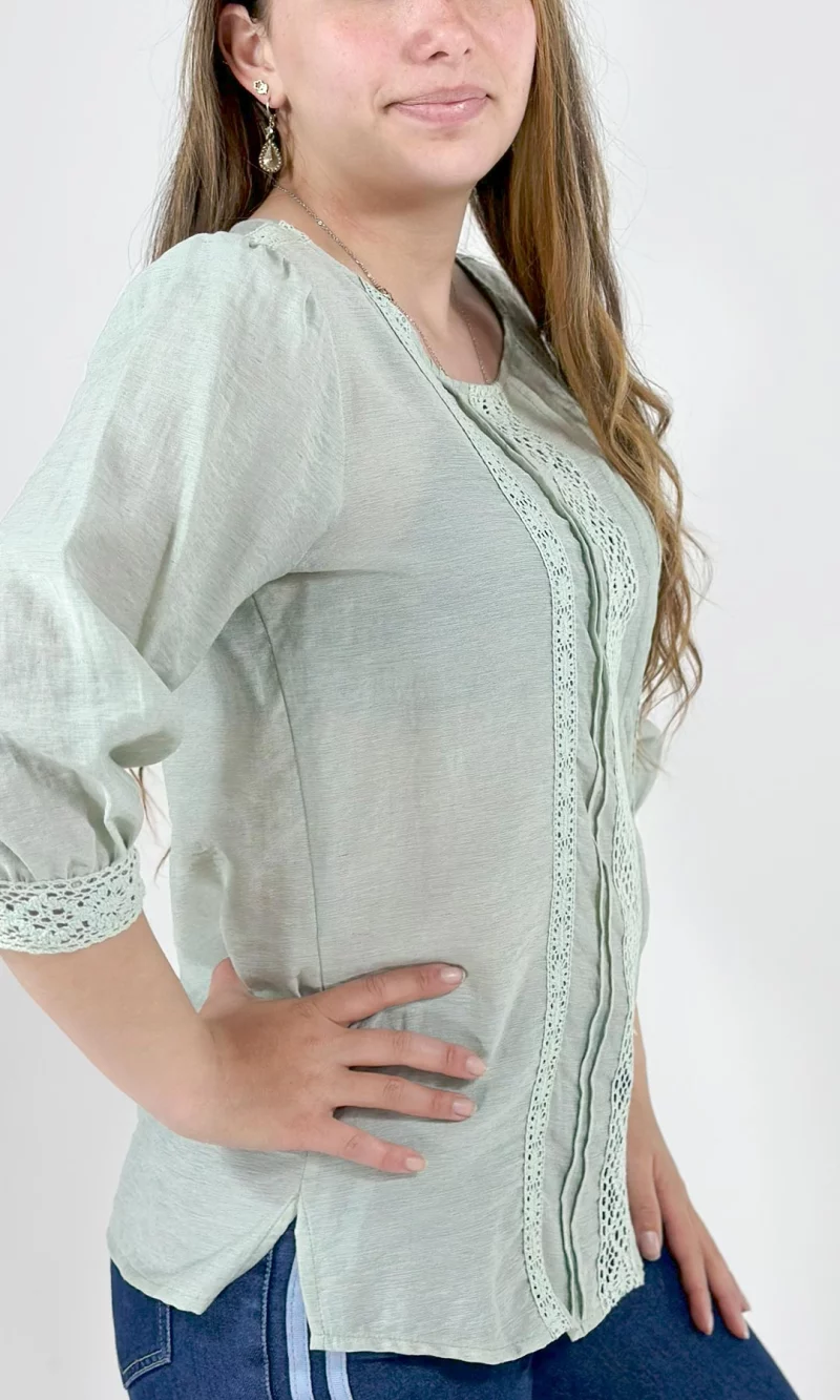 Blusa mujer manga 3/4 unicolor - Imagen 3