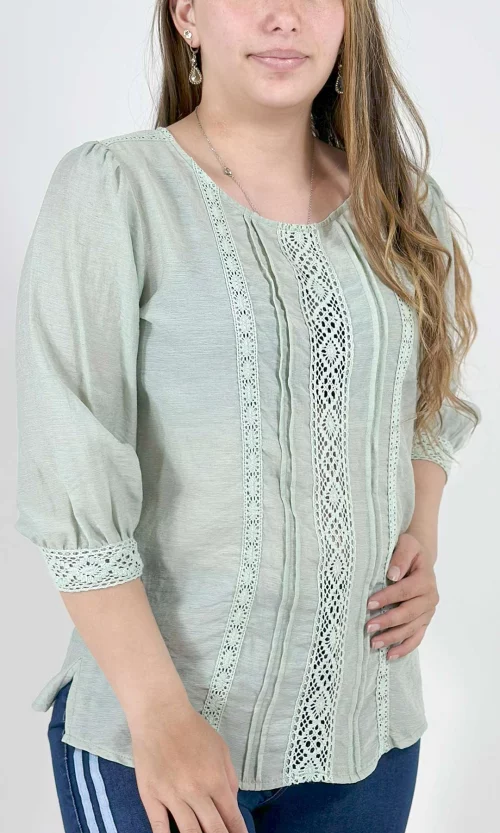 Blusa mujer manga 3/4 unicolor