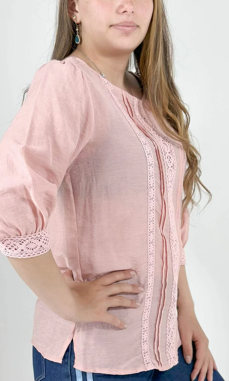 Blusa mujer manga 3/4 unicolor - Imagen 9