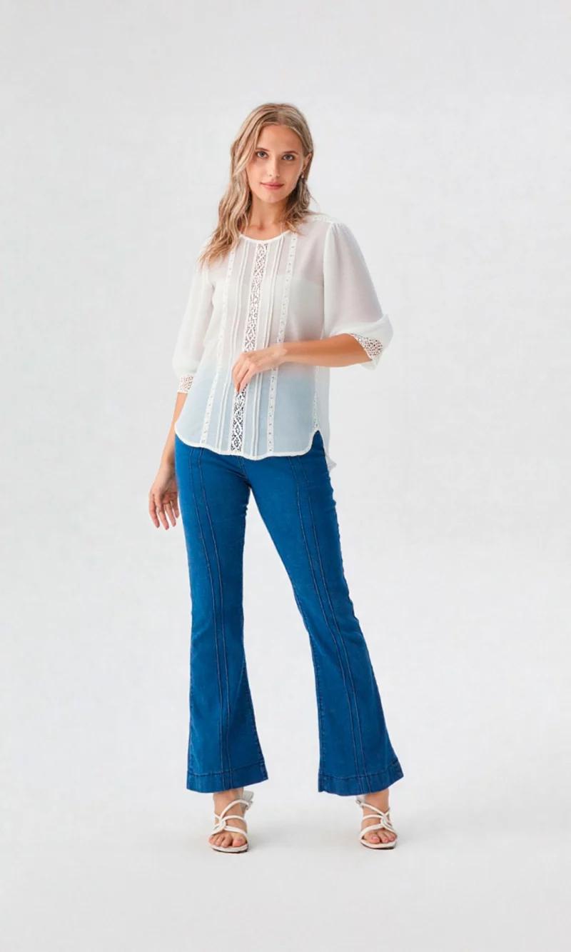 Blusa mujer manga 3/4 unicolor - Imagen 11