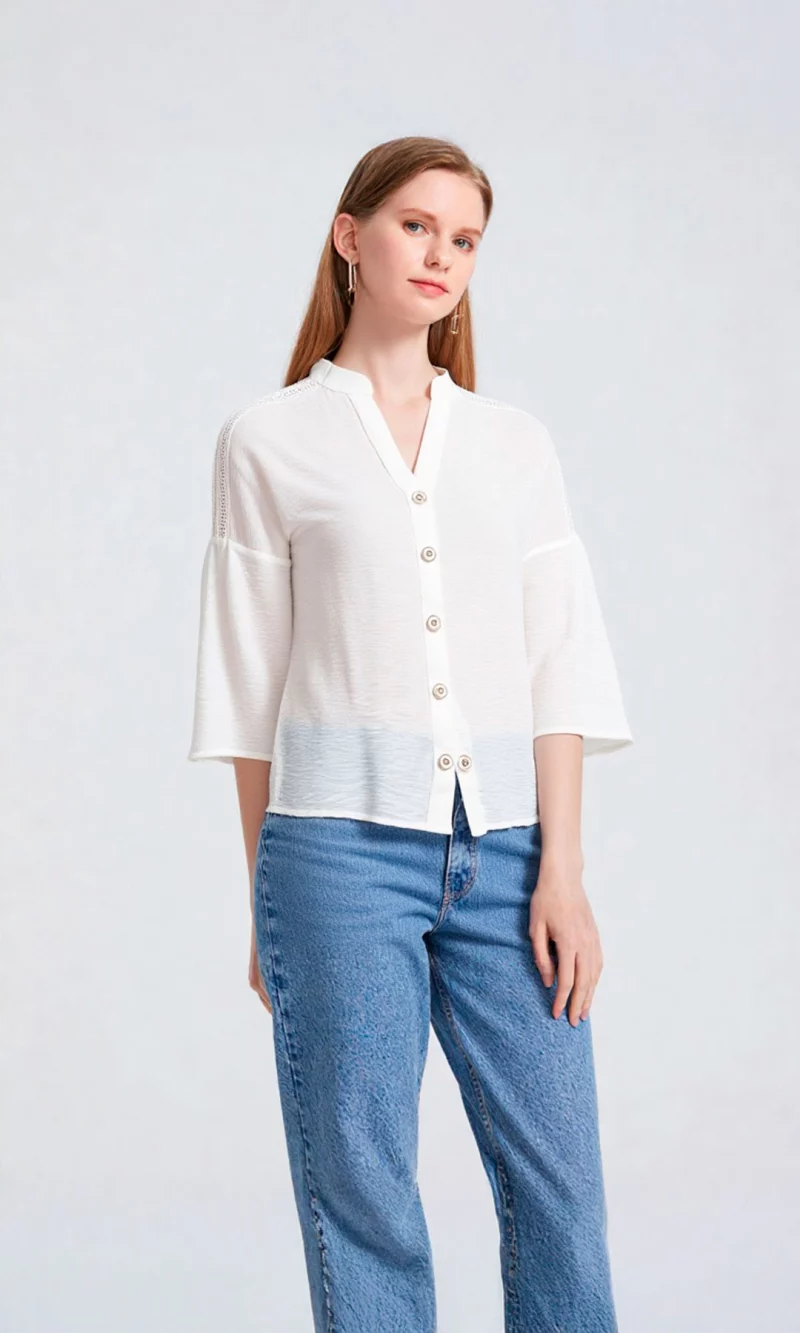 Blusa mujer manga 3/4 unicolor - Imagen 9