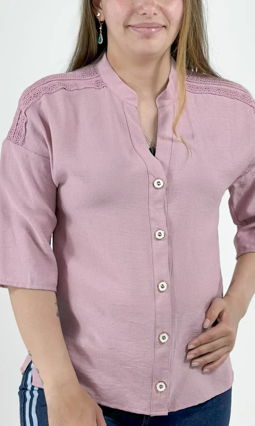 Blusa mujer manga 3/4 unicolor