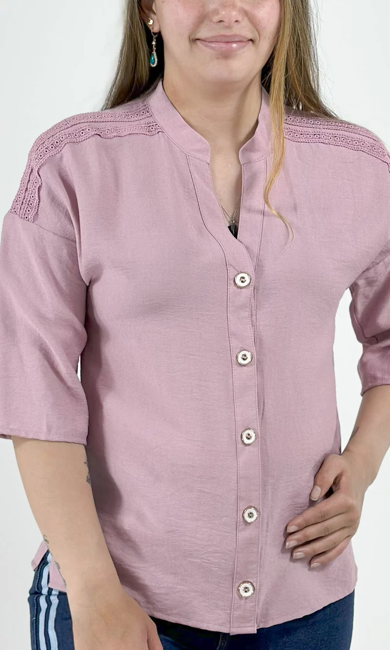 Blusa mujer manga 3/4 unicolor