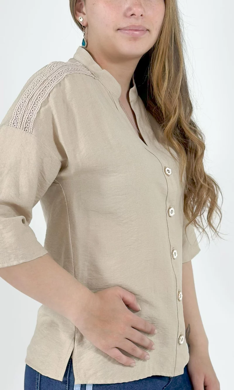 Blusa mujer manga 3/4 unicolor - Imagen 4