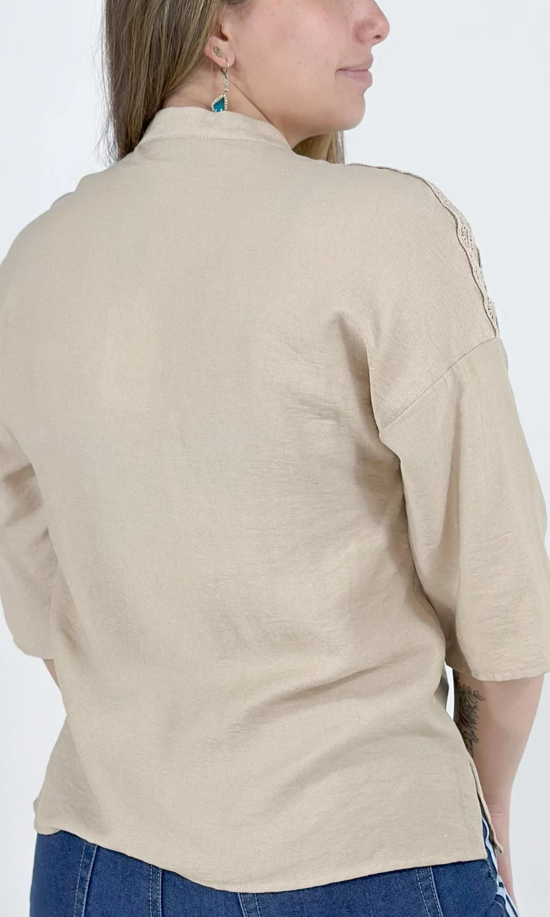 Blusa mujer manga 3/4 unicolor - Imagen 6