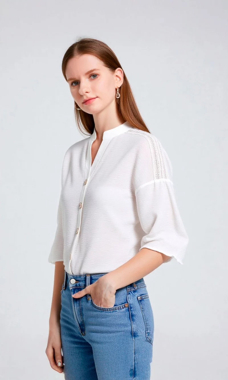 Blusa mujer manga 3/4 unicolor - Imagen 8