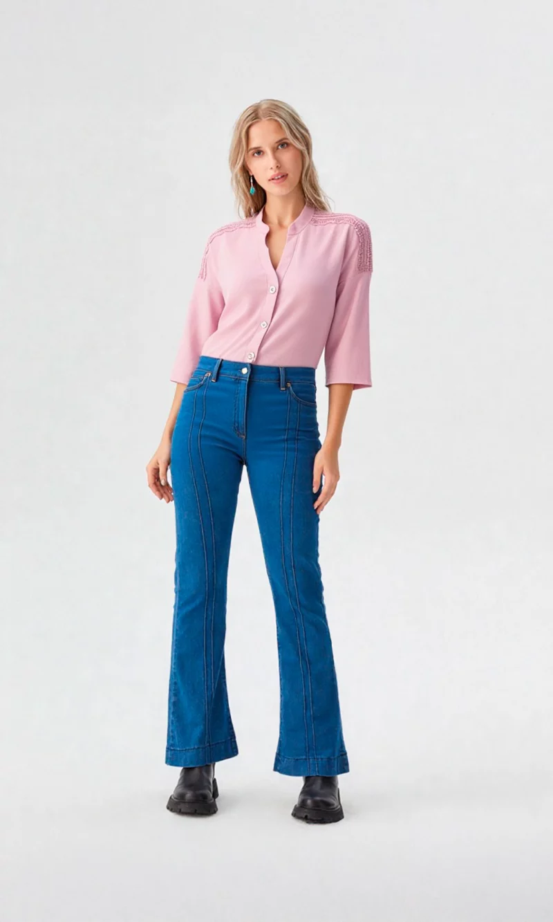 Blusa mujer manga 3/4 unicolor - Imagen 2