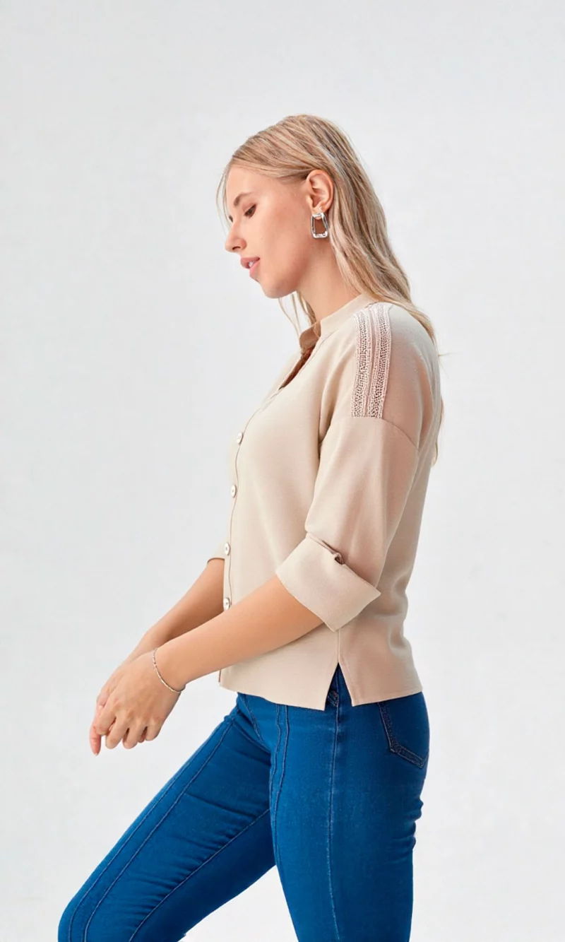 Blusa mujer manga 3/4 unicolor - Imagen 5