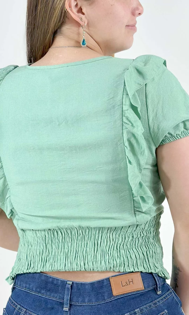 Blusa mujer manga corta unicolor - Imagen 4