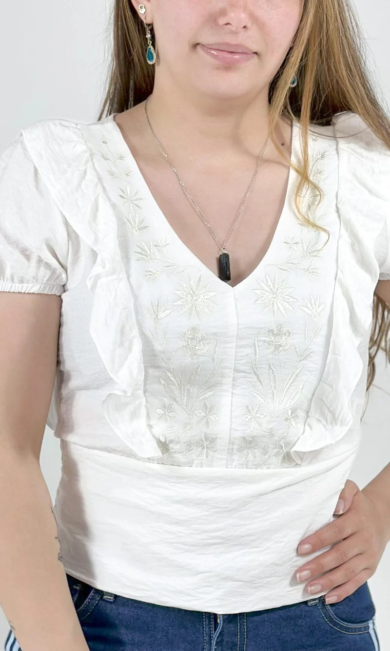 Blusa mujer manga corta unicolor - Imagen 5