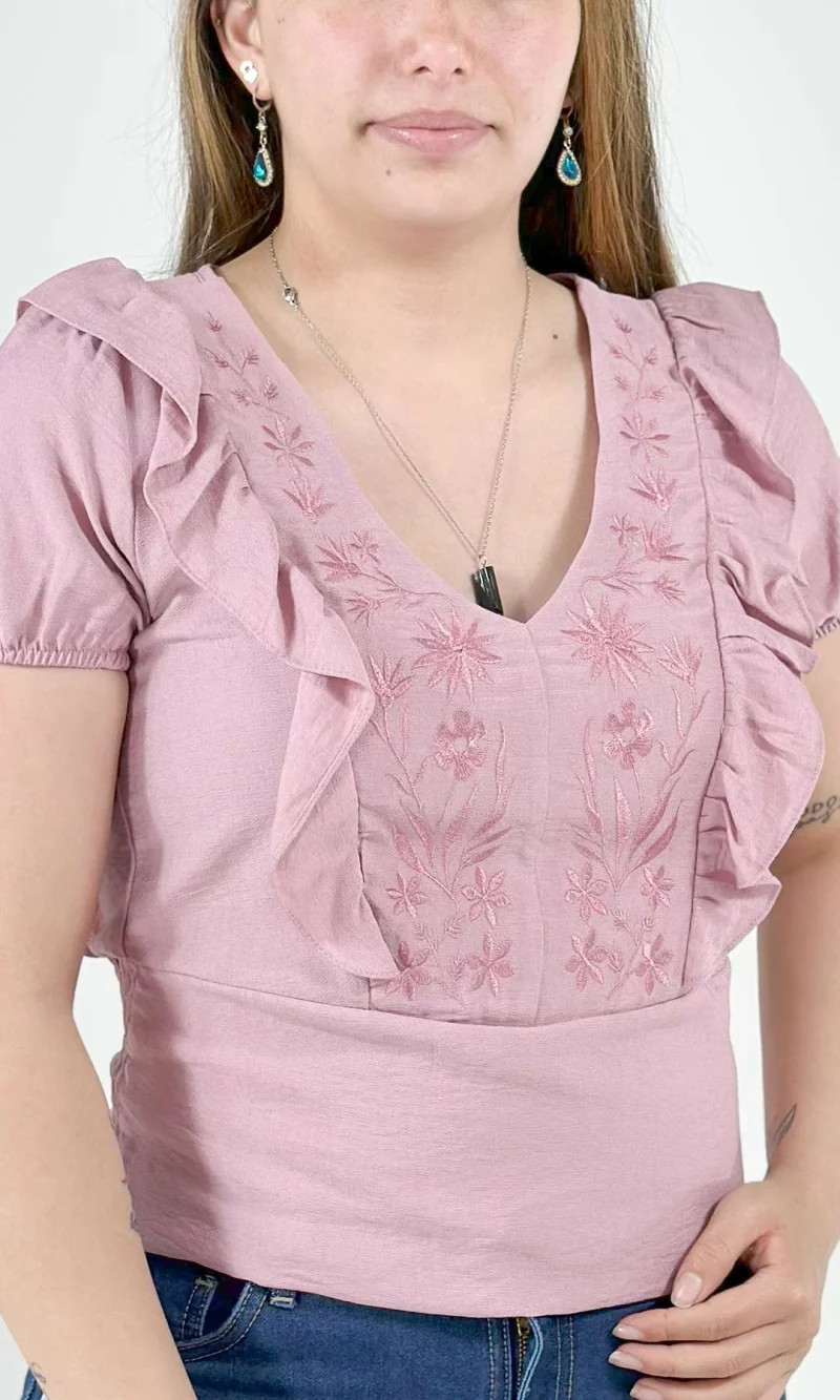 Blusa mujer manga corta unicolor - Imagen 8