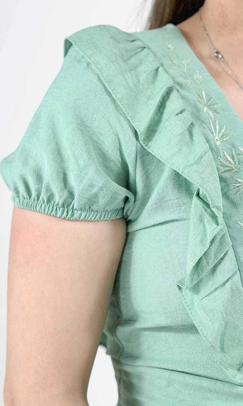 Blusa mujer manga corta unicolor - Imagen 3