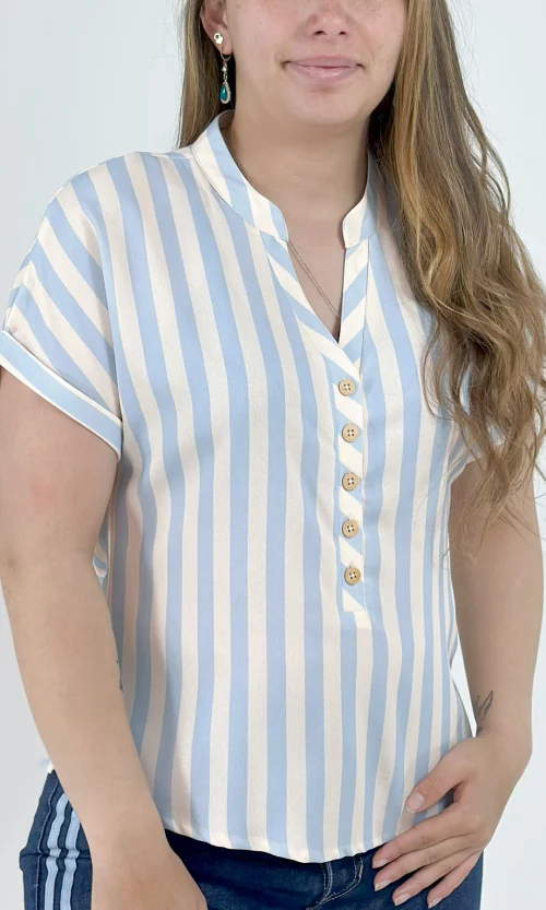 Blusa mujer manga corta rayas