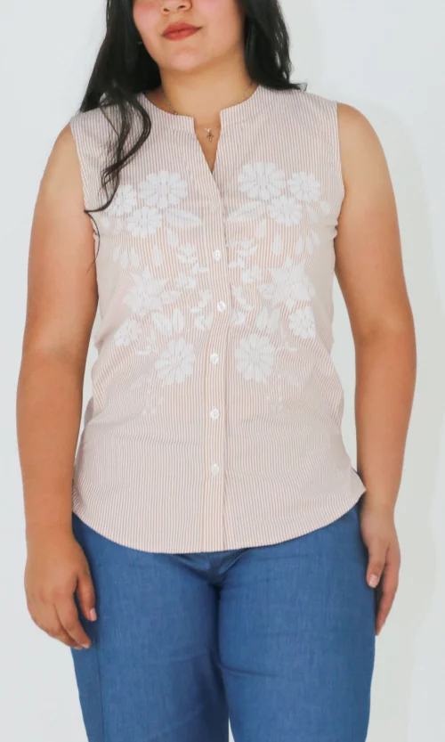 Blusa mujer manga sisa rayas