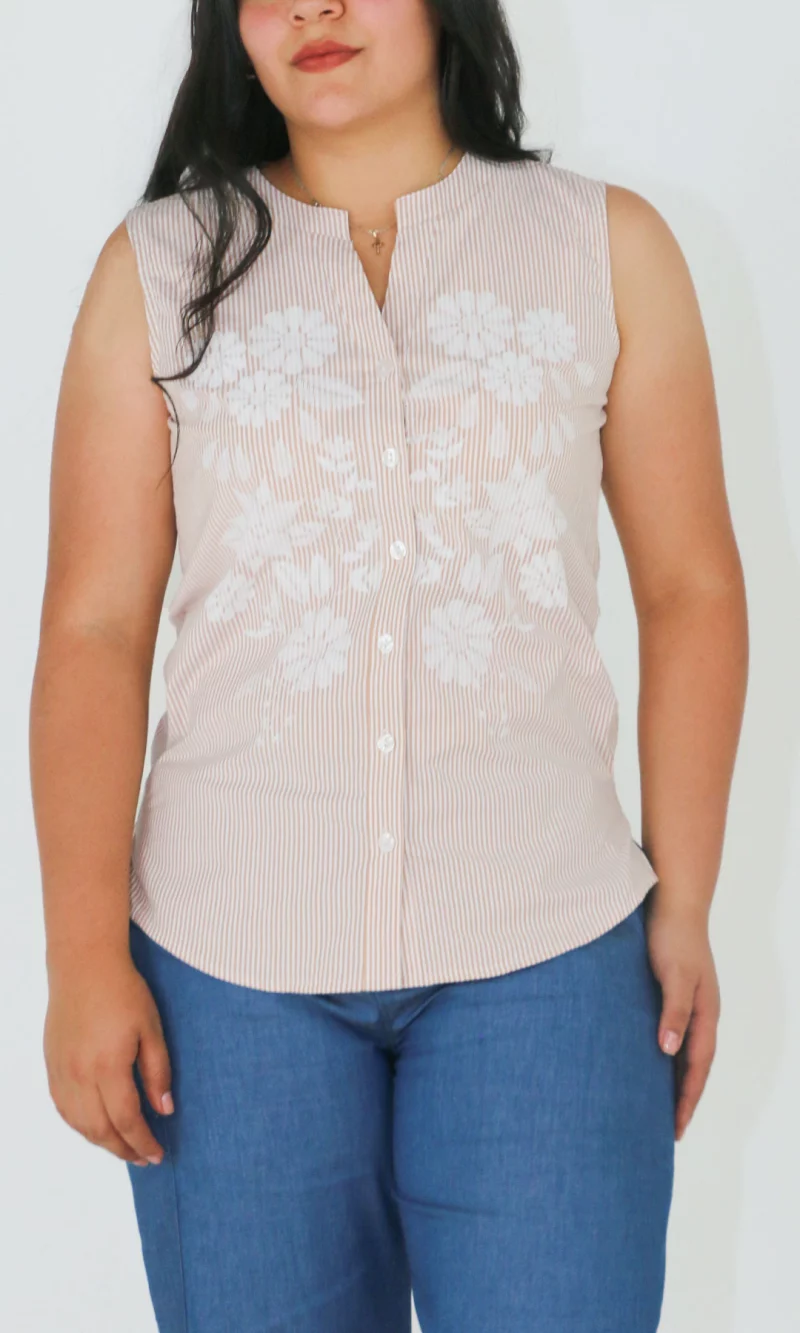 Blusa mujer manga sisa rayas